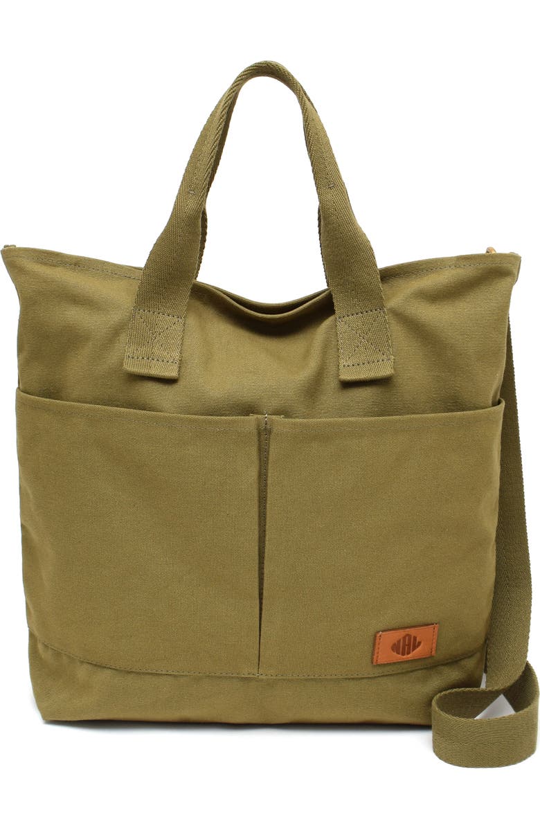 New Amsterdam Leatherworks Ayla Canvas Tote Bag, Main, color, Olive