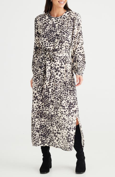 Turning Point Print Long Sleeve Maxi Dress