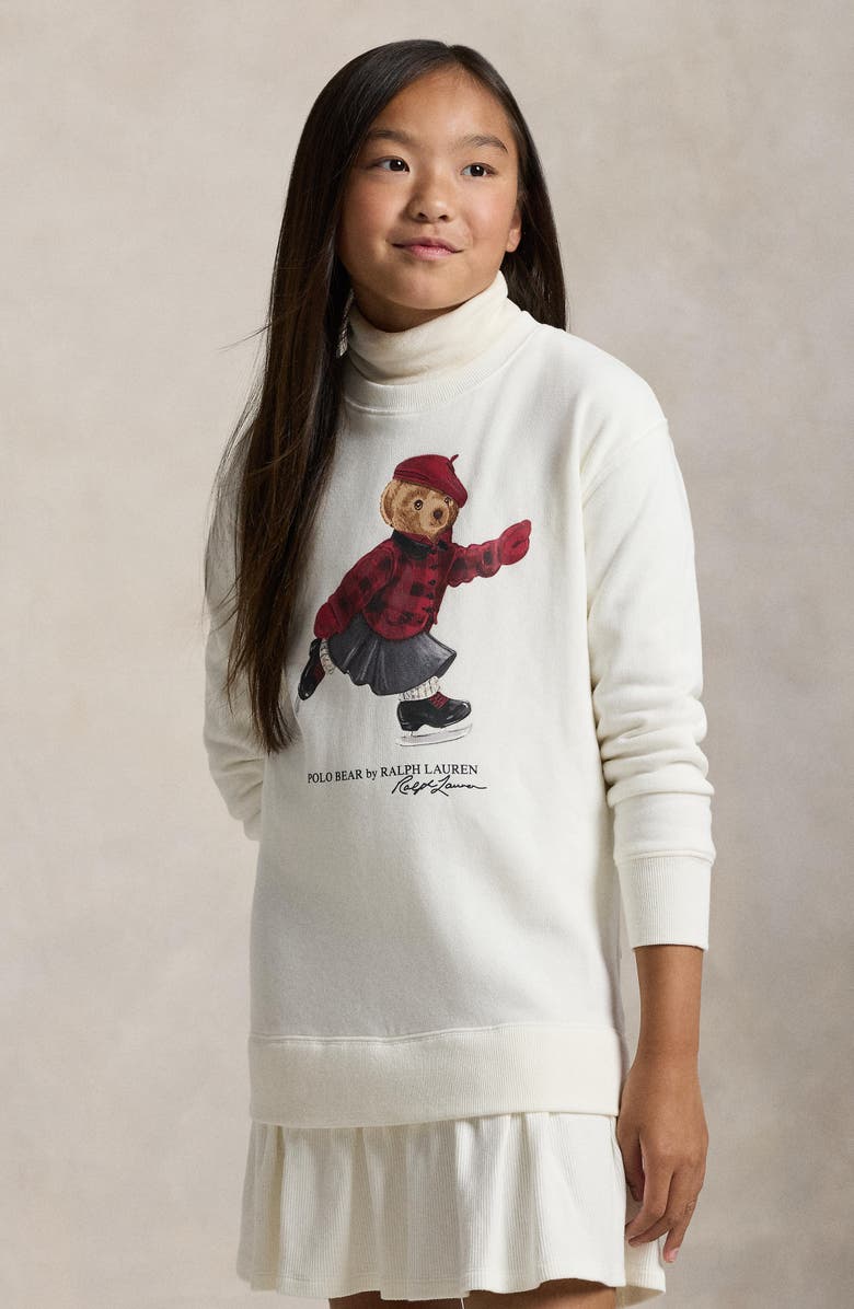 Polo Ralph Lauren Kids' Polo Bear Long Sleeve Sweatshirt Dress, Alternate, color,