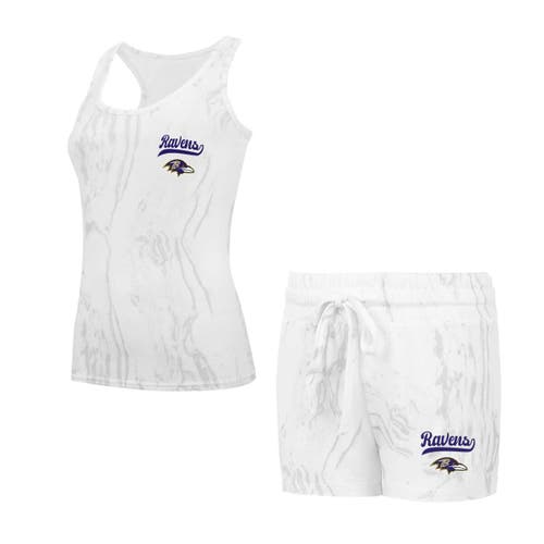 Concepts Sport Baltimore Ravens Quartz Hacci Knit Tank Top & Shorts Sleep Set In White