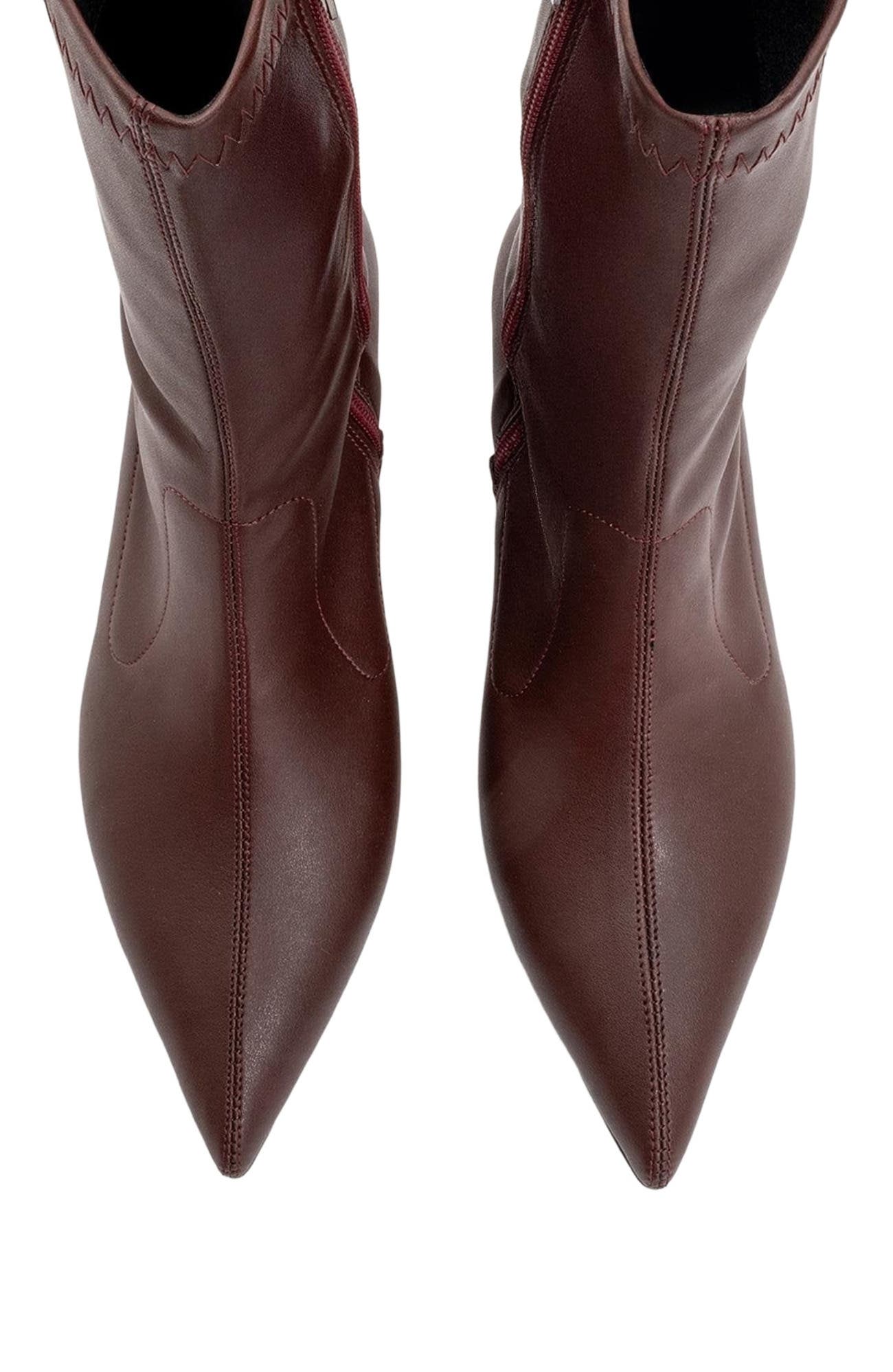 Prologue Shoes Lewin Pointed Toe Stiletto Boot, Alternate, color, Burgundy Faux Leather