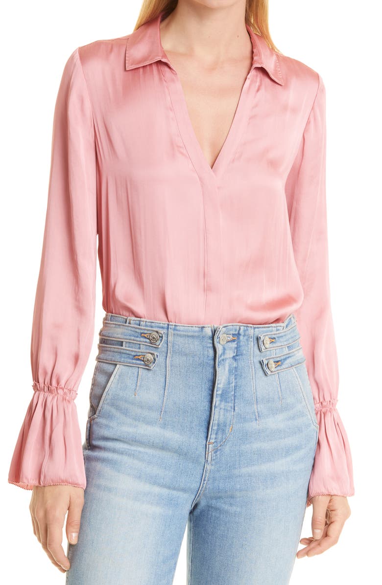 PAIGE Abriana Satin Blouse, Main, color, Lipstick Pink