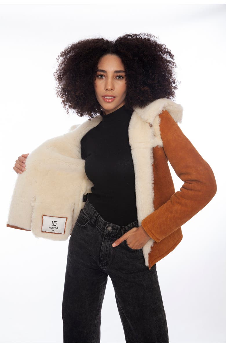 Furniq UK Cecilia Suede Shearling Jacket, Alternate, color,