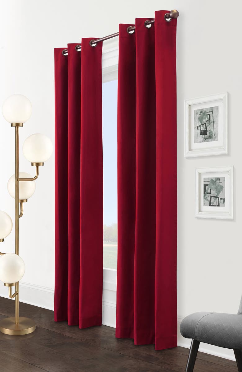 Outdoor Decor by Commonwealth Set of 2 Cotton Curtain Panels, Alternate, color, Burgundy