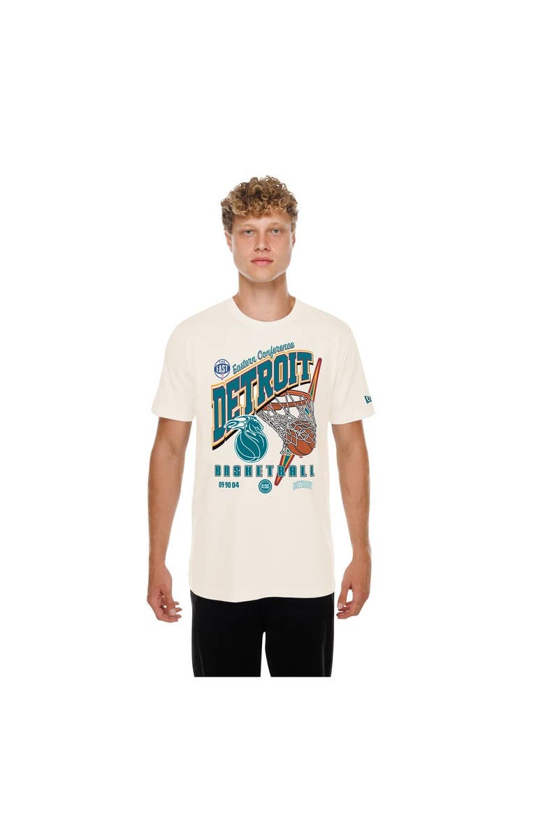 New Era Men's New Era  Cream Detroit Pistons Oversized City Edition Remix Vintage T-Shirt, Main, color, Cream