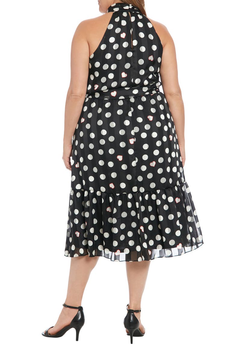 Tie Waist Halter Midi Dress, Alternate, color, BLACK/ CREAM
