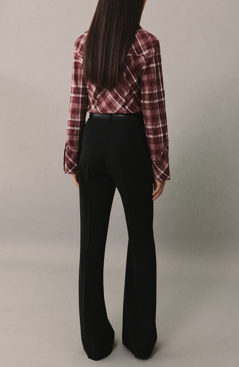 MANGO Plaid Snap-Up Shirt, Alternate, color, Burgundy