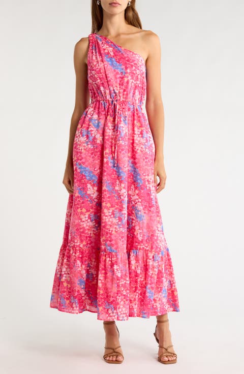 Leah Abstract Elya One Shoulder Maxi Dress