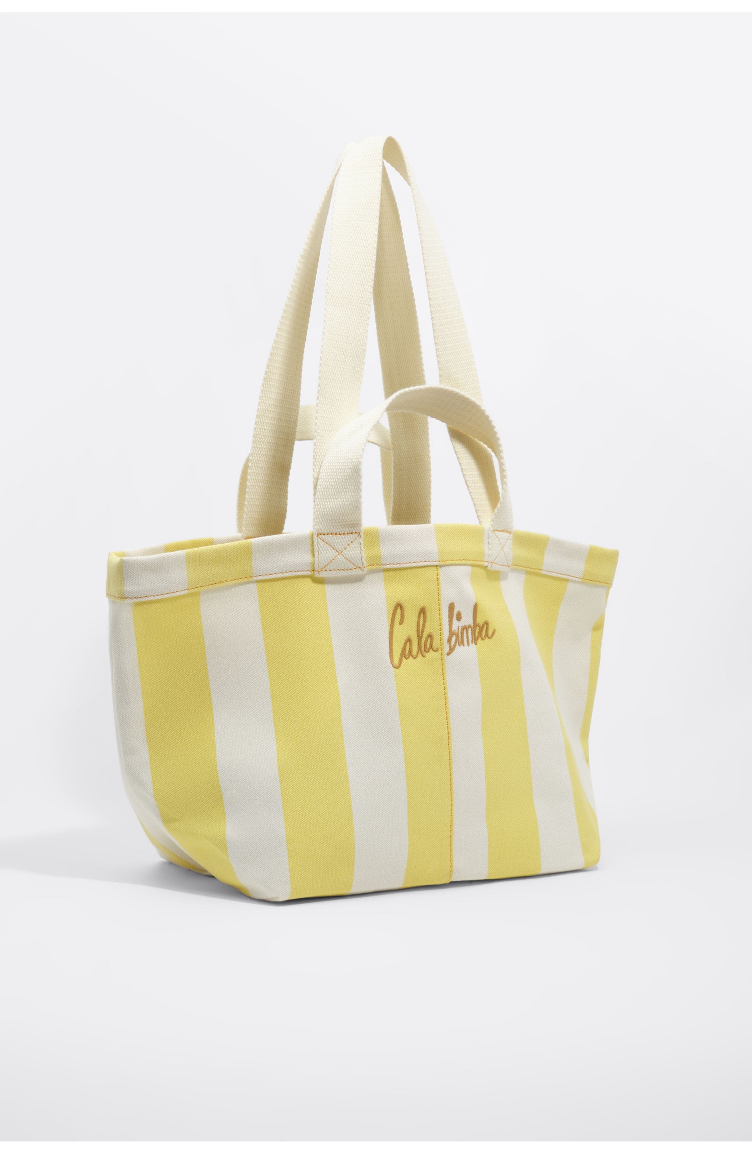 Striped Cotton Maxi Beach Bag, Main, color, STRIPES LIMELIGHT