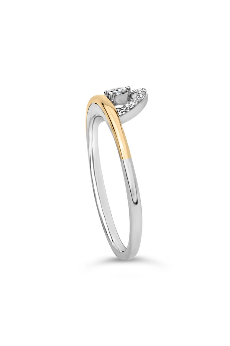 14K Yellow Gold Plated Sterling Silver 1/10 Cttw Diamond Arc Ring, Alternate, color, Yellow Gold over Silver
