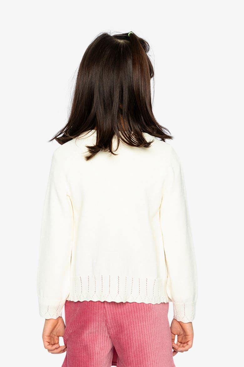 Knit Button-Front Scallop Ruffle Trim Cardigan, Alternate, color, Off-White