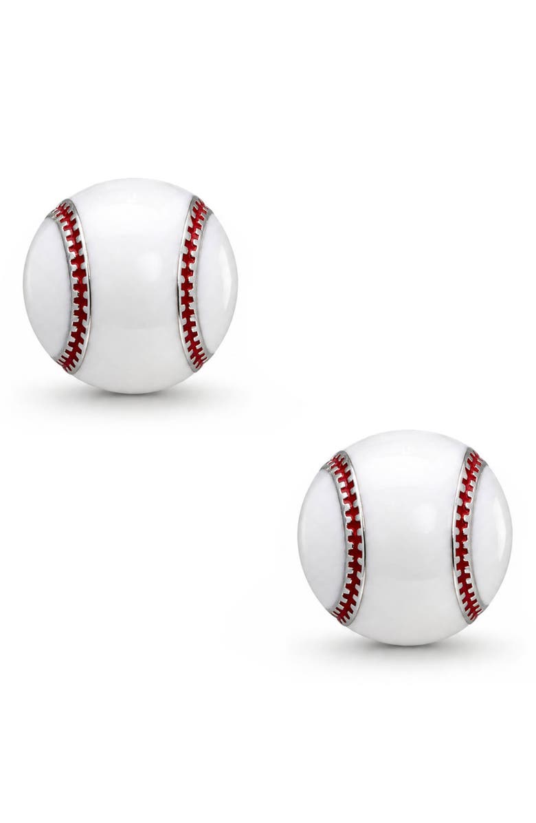 Lily Nily Kids' 3D Baseball Enamel Stud Earrings, Main, color, White