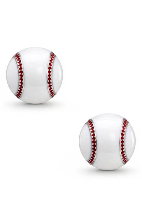 Kids' 3D Baseball Enamel Stud Earrings