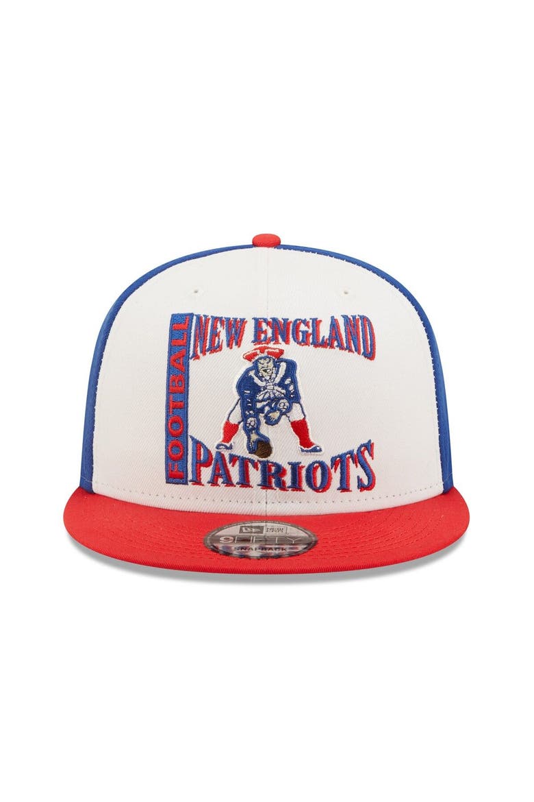 Men's New Era White/Red New England Patriots  Retro Sport 9FIFTY Snapback Hat, Alternate, color, White