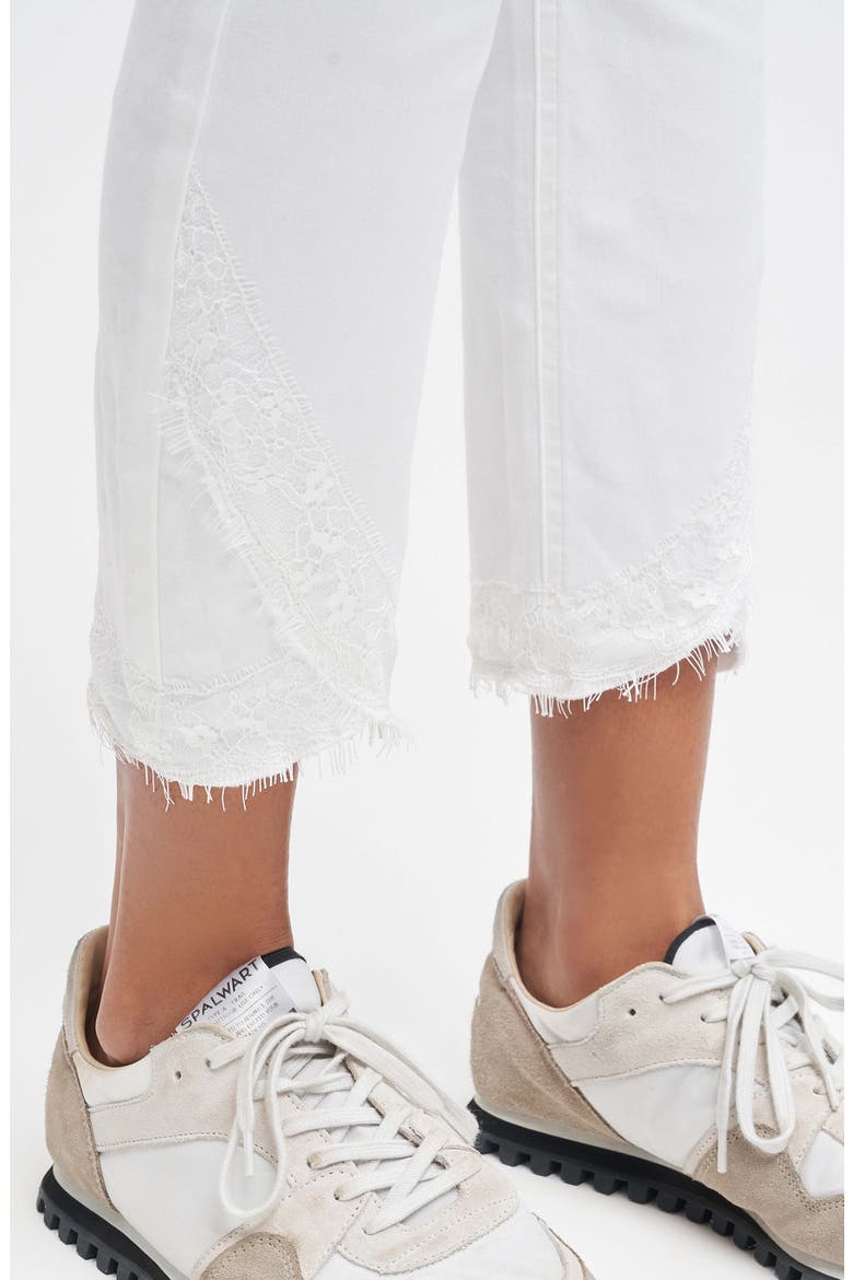 Embroidered Scallop Hem Slim Ankle Jeans, Alternate, color, CLEAN WHITE