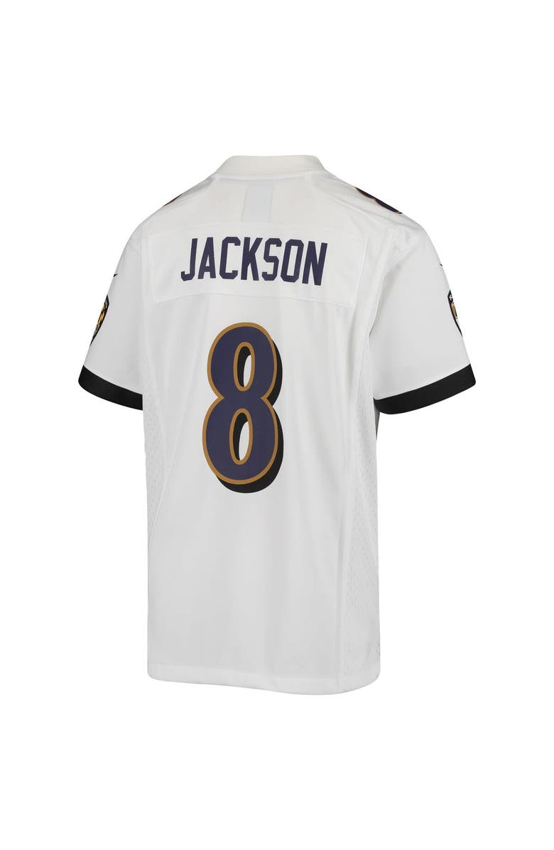 Nike Youth Nike Lamar Jackson White Baltimore Ravens Game Jersey, Alternate, color, 