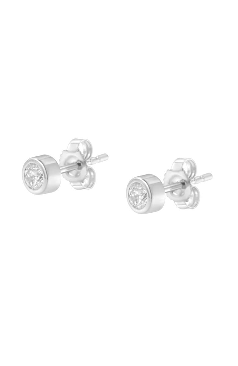 Haus of Brilliance 10K White Gold 1/5 Ct Diamond Bezel- Solitaire Stud Earrings, Alternate, color, White