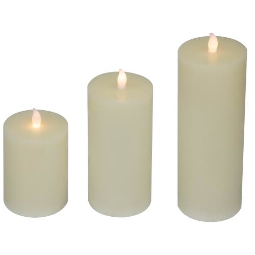 Northlight Led Flickering Flameless Pillar Candles In White