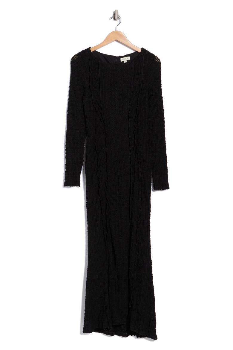 Long Sleeve Textured Knit Maxi Dress, Main, color, BLACK