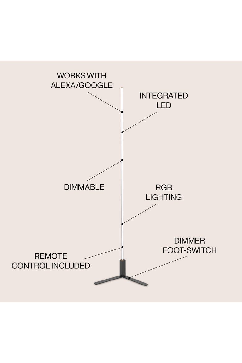 Potts 60.5" Modern Contemporary Aluminum/Iron Integrated LED Post Floor Lamp, Alternate, color, Black