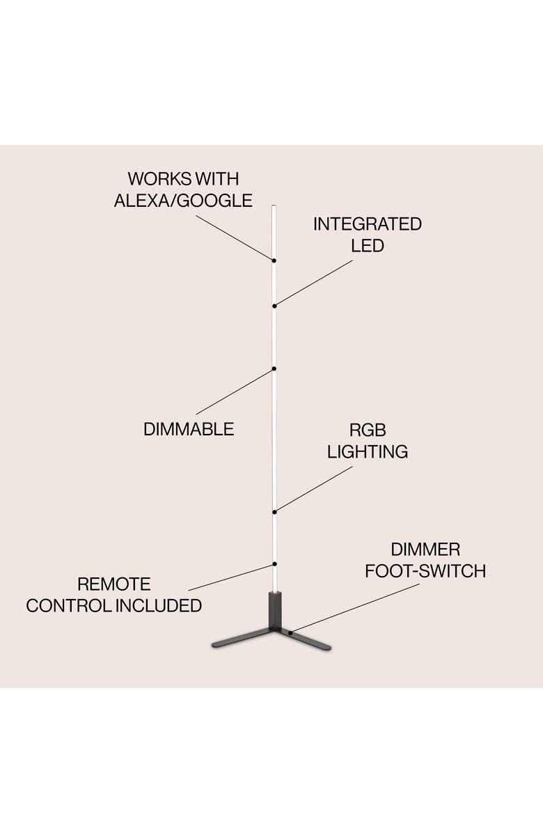 JONATHAN Y Potts 60.5" Modern Contemporary Aluminum/Iron Integrated LED Post Floor Lamp, Alternate, color, Black