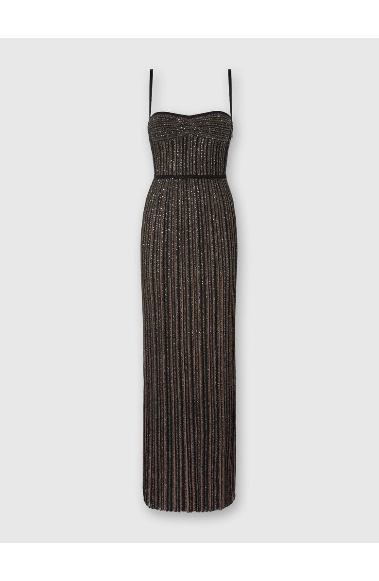 Missoni Sleeveless Long Dress With Lamé Stripes, Main, color, Black & Brown