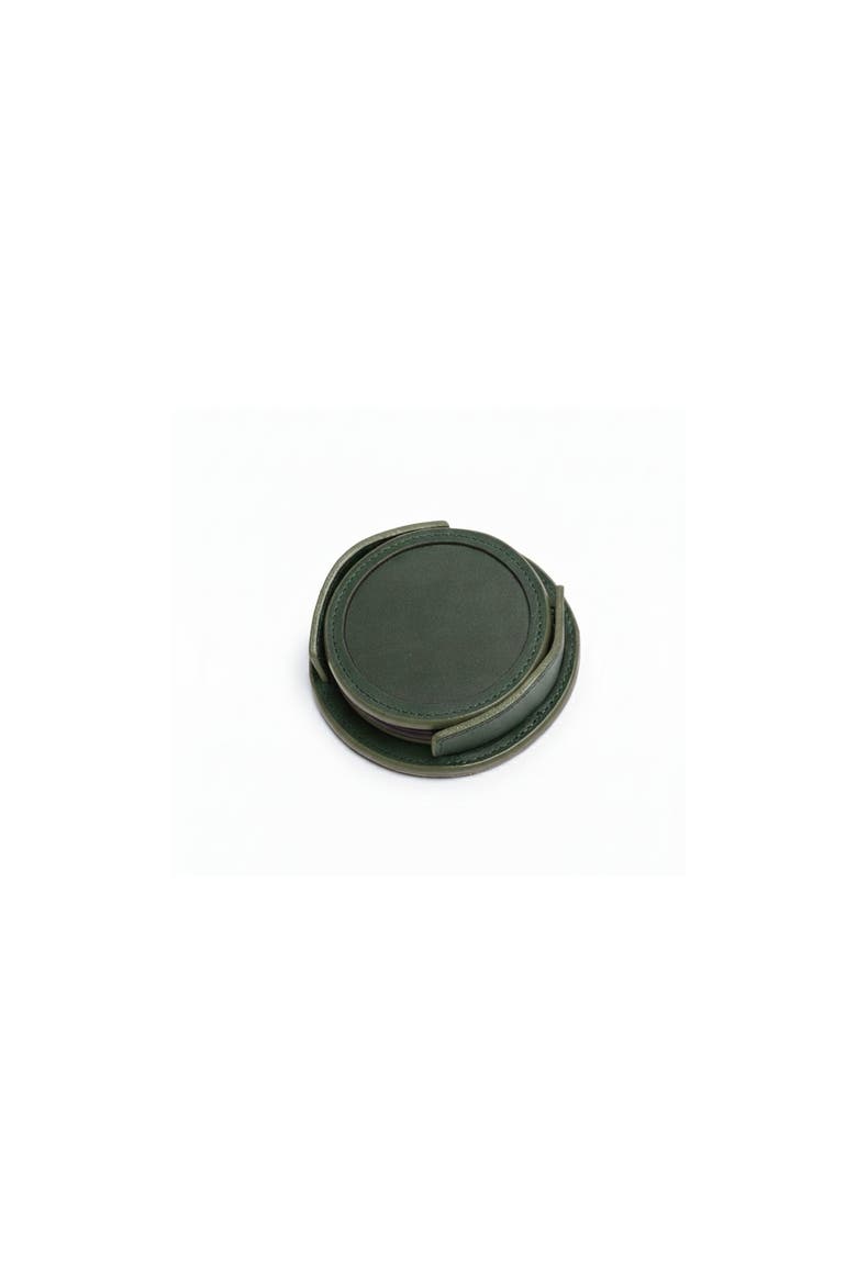 Frost Leather Coaster Set, Alternate, color, Green