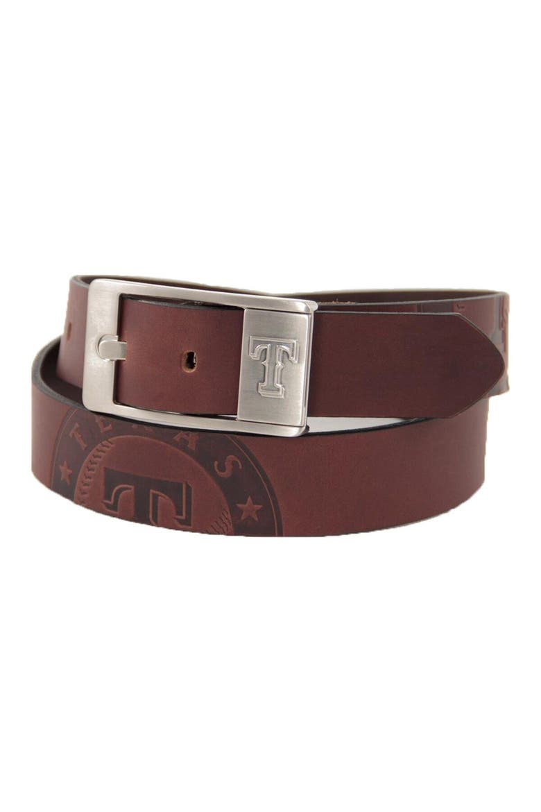 Texas Rangers Brandish Leather Belt - Brown, Main, color, Brown