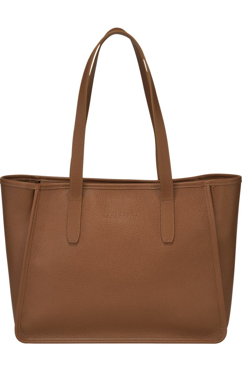 Longchamp Le Foulonné Leather Shoulder Tote, Main, color, Caramel