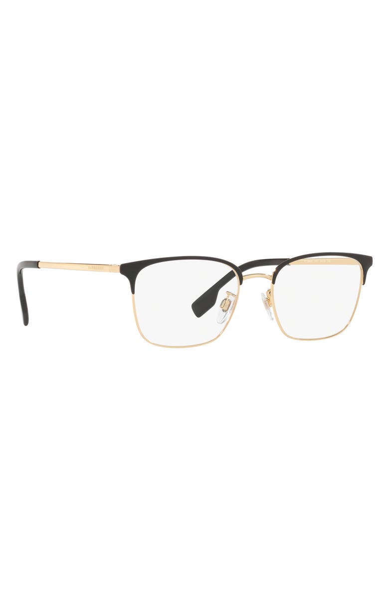 Burberry 53mm Square Optical Glasses, Alternate, color, Matte Black/ Gold / Demo Lens