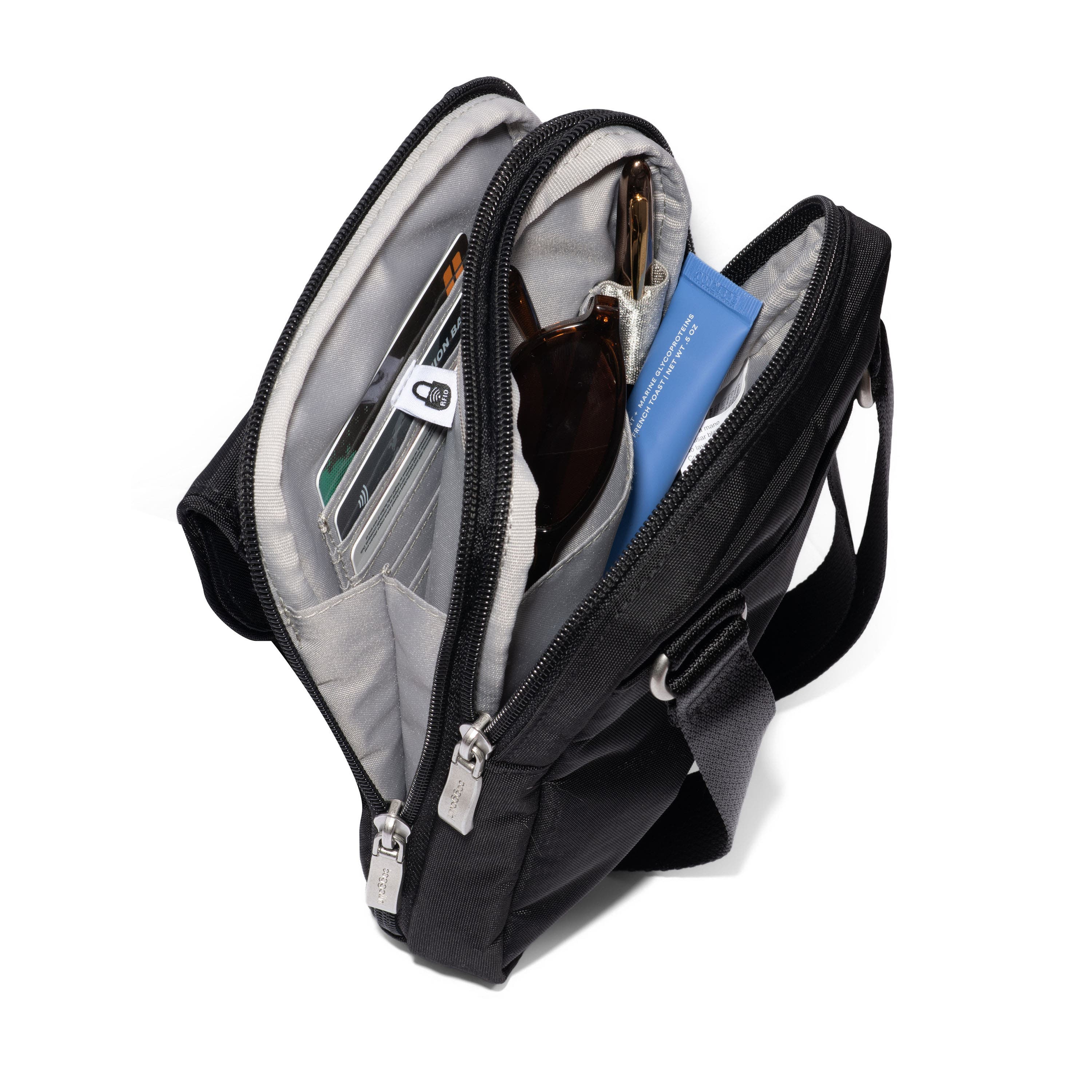 BAGGALLINI Coastal Flip Lock Venture Crossbody, Alternate, color, Black