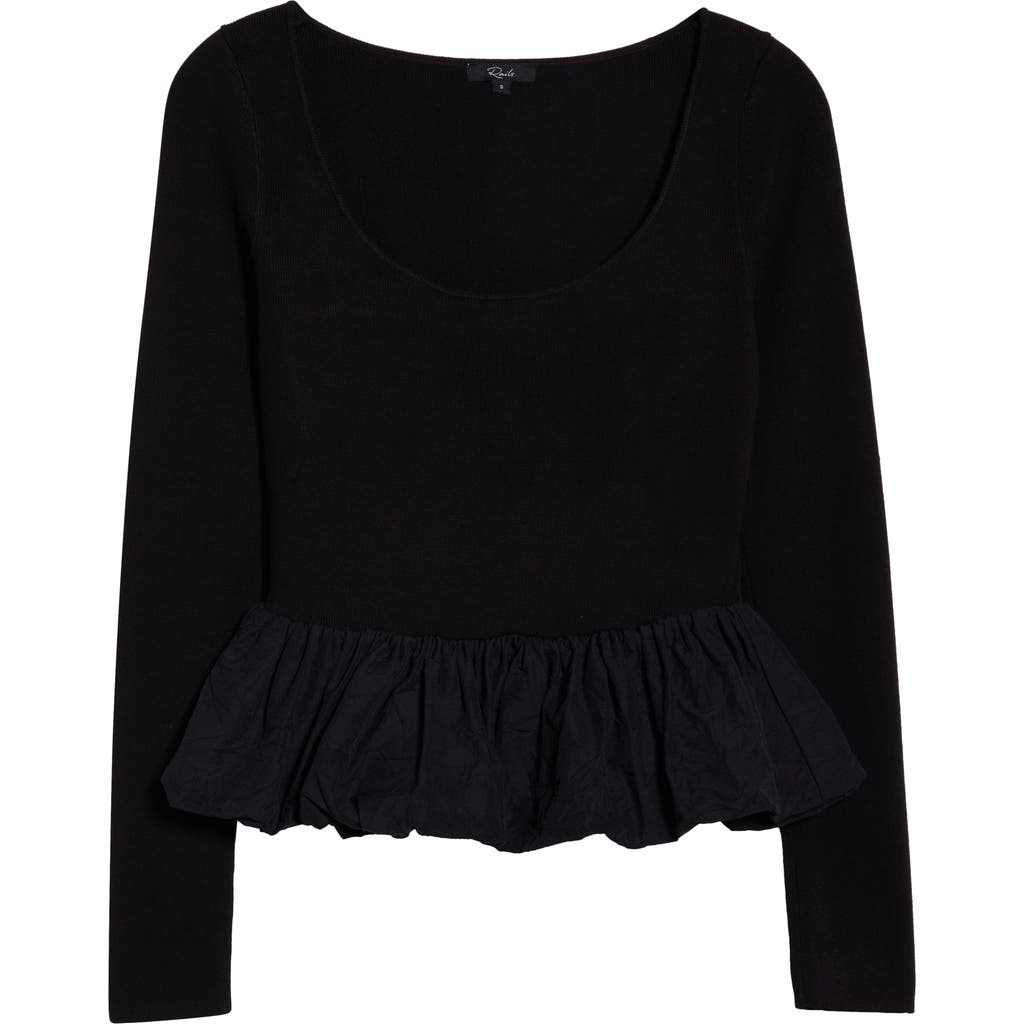 Rails Tillie Scoop-neck Bubble-hem Top In Black