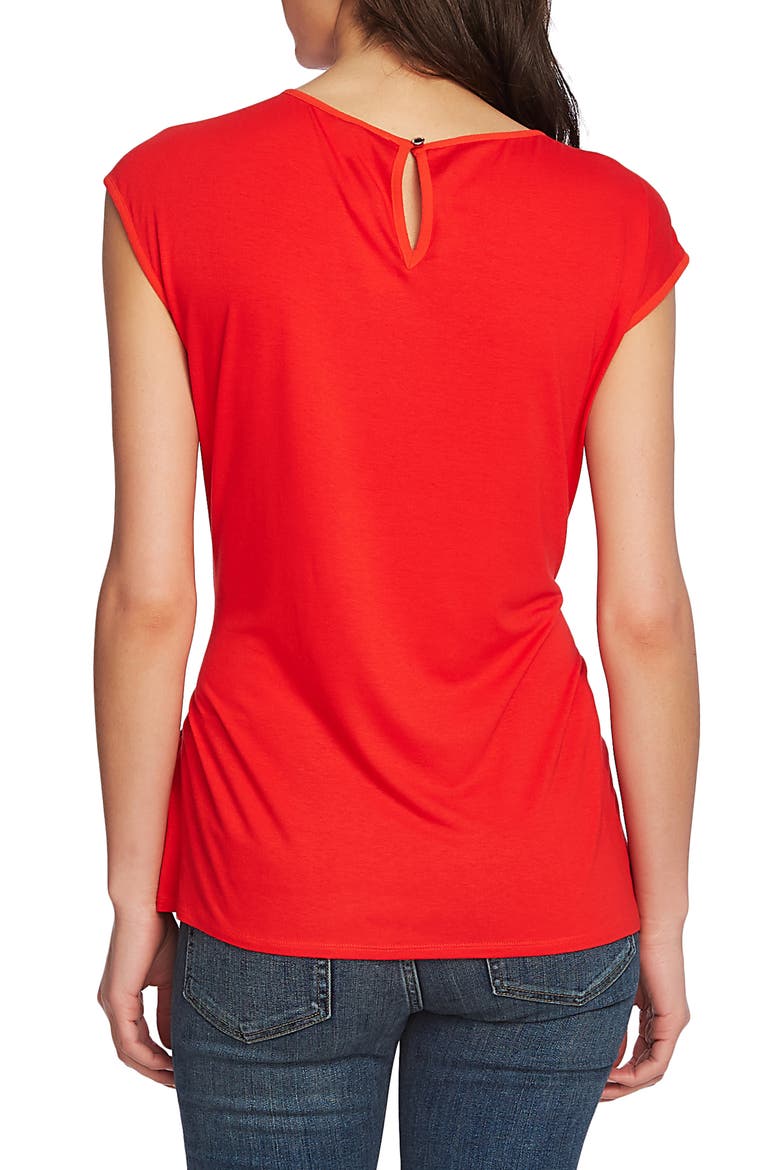 Mixed Media Side Tie Top, Alternate, color, CRIMSON RED