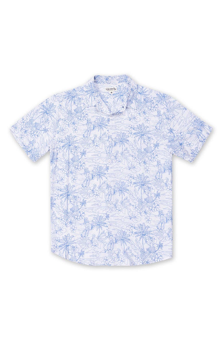 THE ENDLESS SUMMER Kids' Floral Stretch Button-Down Shirt, Main, color, White