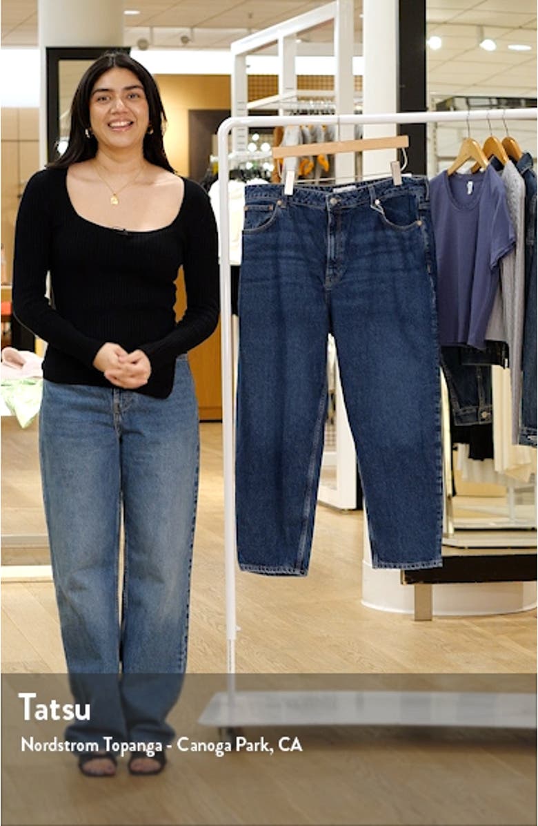 High Waist Nonstretch Denim Mom Jeans, sales video thumbnail