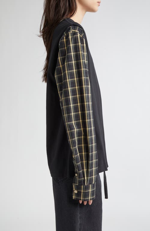 Eenk Contrast Long Sleeve Top In Black