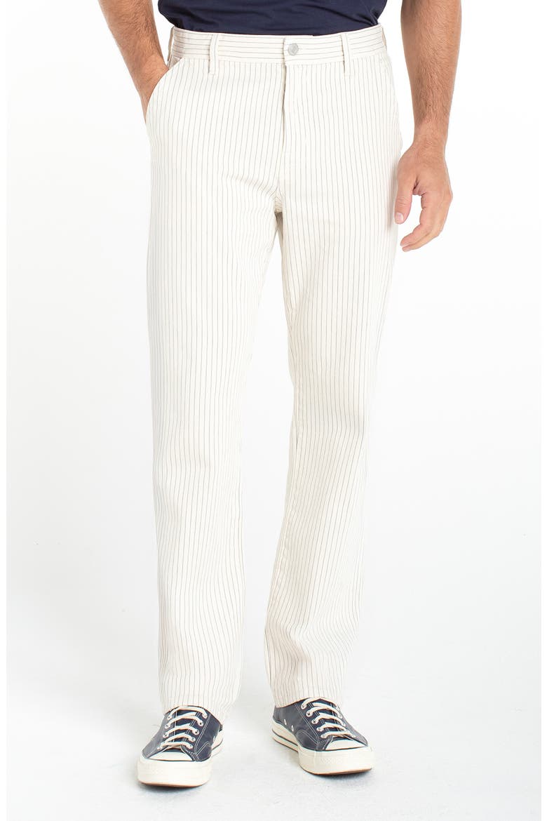 Sutton Stripe Loose Straight Cotton Denim Pants, Main, color, ECRU/ SLATE