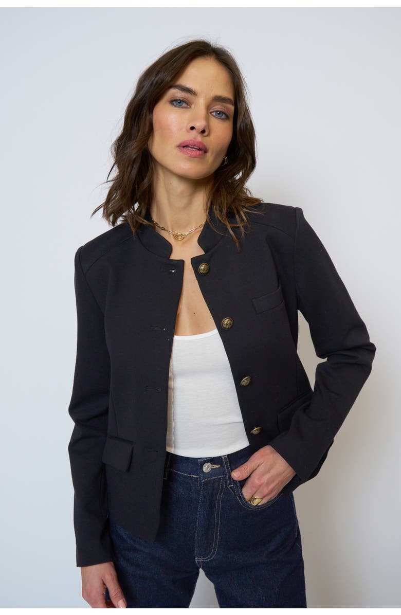 Central Park West Women's Halsey Ponte Mandarin Collar Jacket, Main, color,