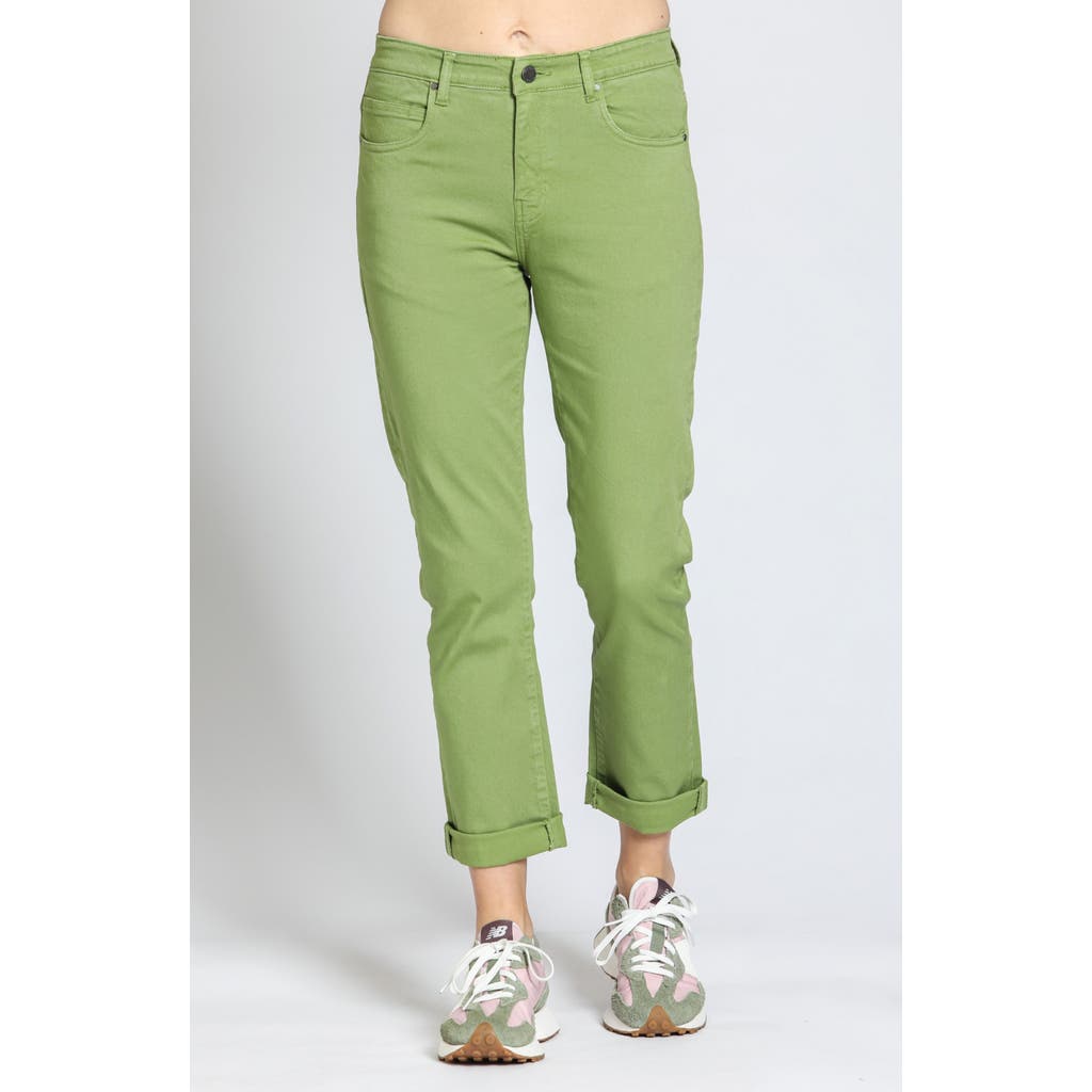 Apny Mid Rise Girlfriend Jeans In Turtle Green