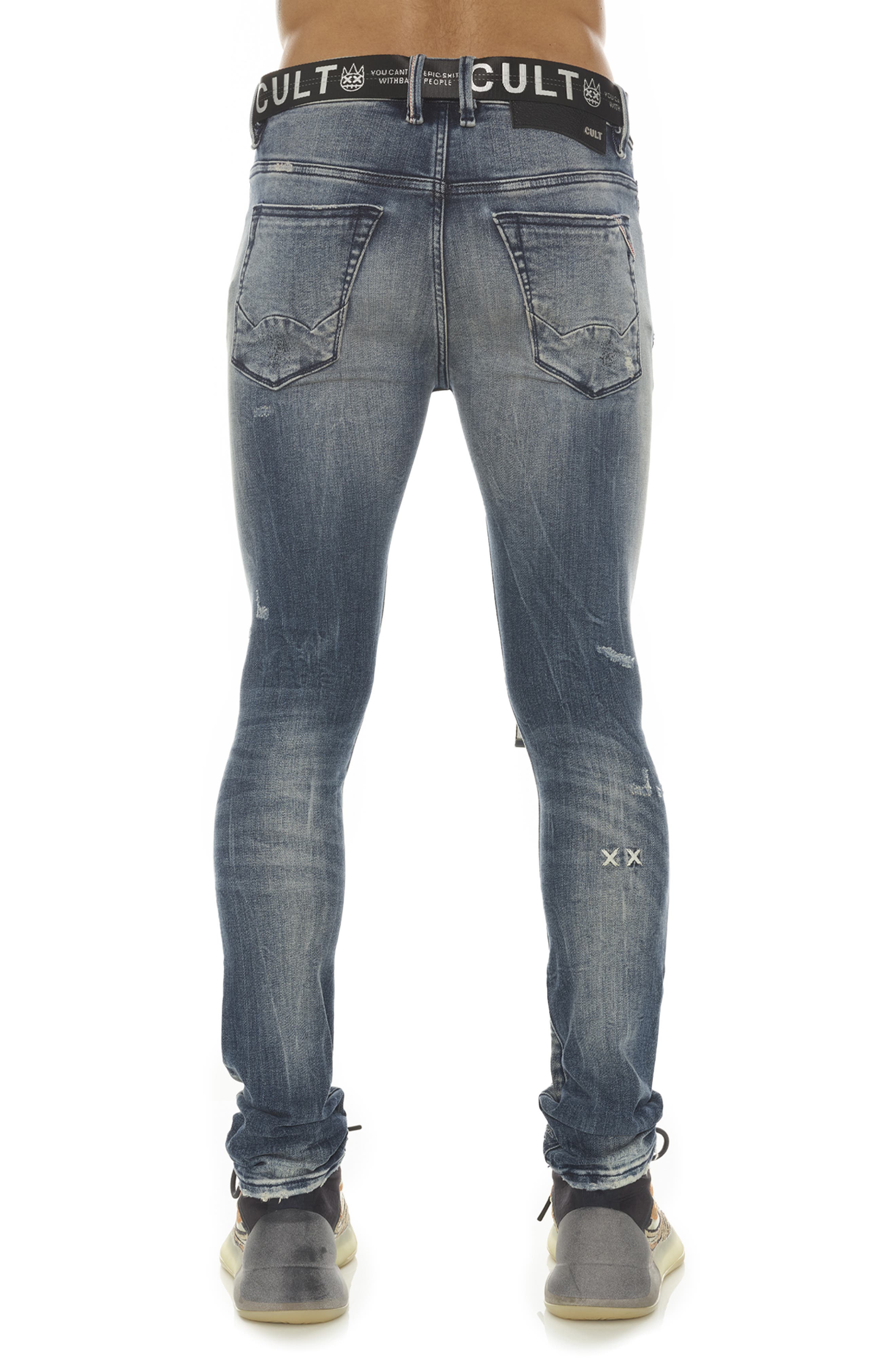 Cult of Individuality Punk Belted Distressed Super Skinny Jeans (Men ...