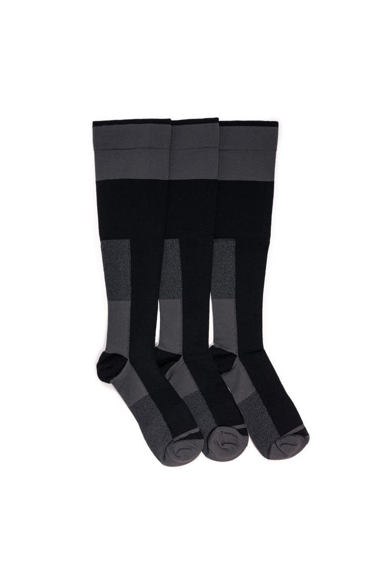 Men's Work Wear Tall Nylon Blend Compression Socks, 3 Pair Pack, Main, color, Black/Grey