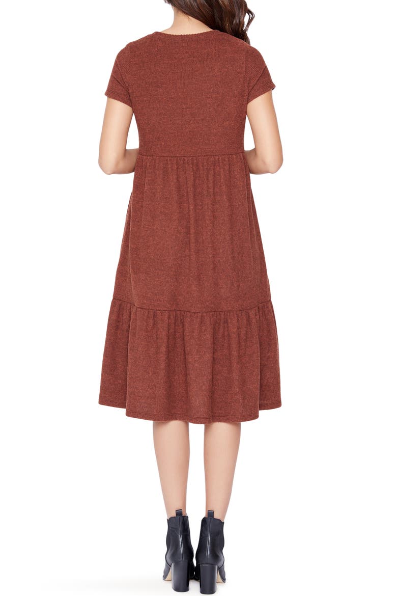 From the Heart Tiered Ruffle Knit Dress, Alternate, color, RUST