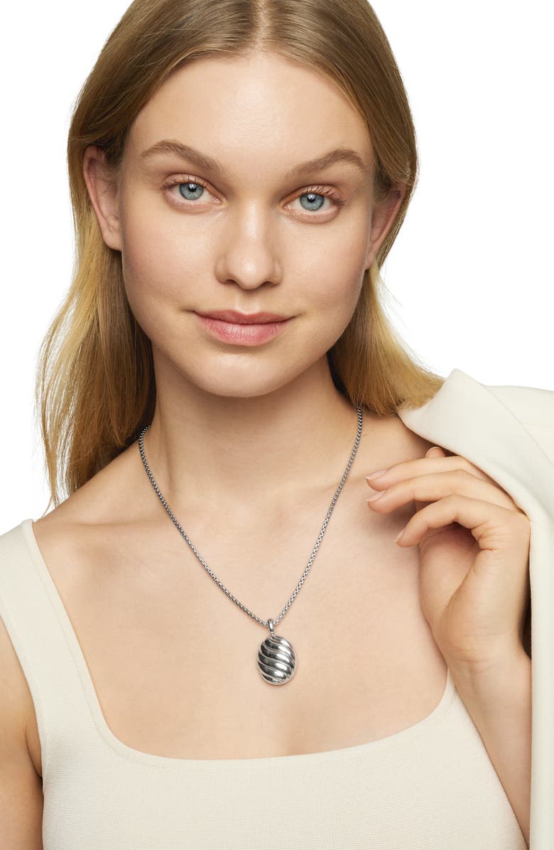 David Yurman Sculpted Cable Coin Pendant, Alternate, color, Sterling Silver