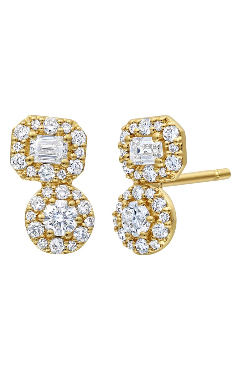 Bony Levy Maya Diamond Double Stud Earrings, Main, color, 18K Yellow Gold