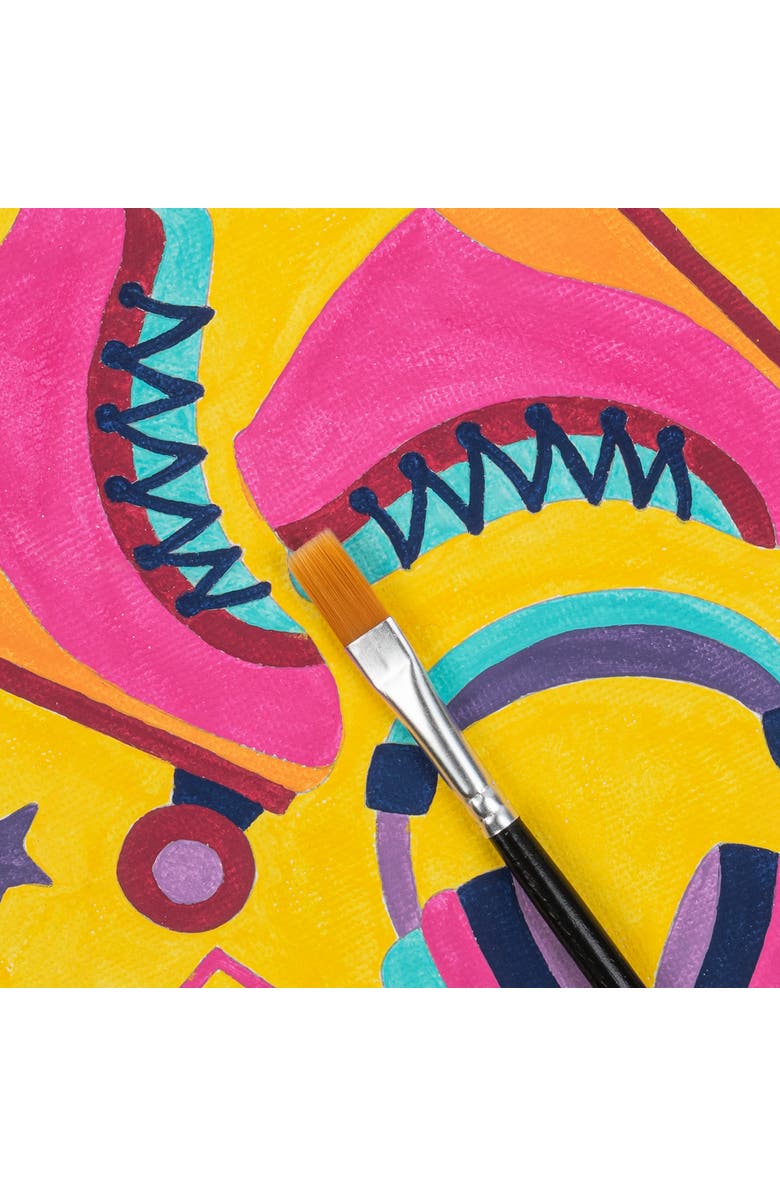 Brea Reese Vivid Acrylic Mini Paint By Number Kit, Retro 70's, Hexagon 6 x 6 Inches, Alternate, color, Multicolored