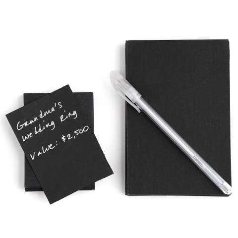Notecards & Pen 50 Small & 45 Large Black Notecards