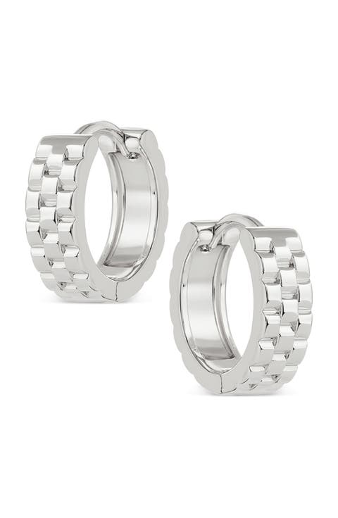 Honeycomb Huggie Hoop Earrings