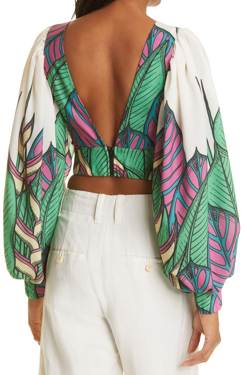Kimberly Goldson Liyah Tropical Print Crop Blouse, Alternate, color, 