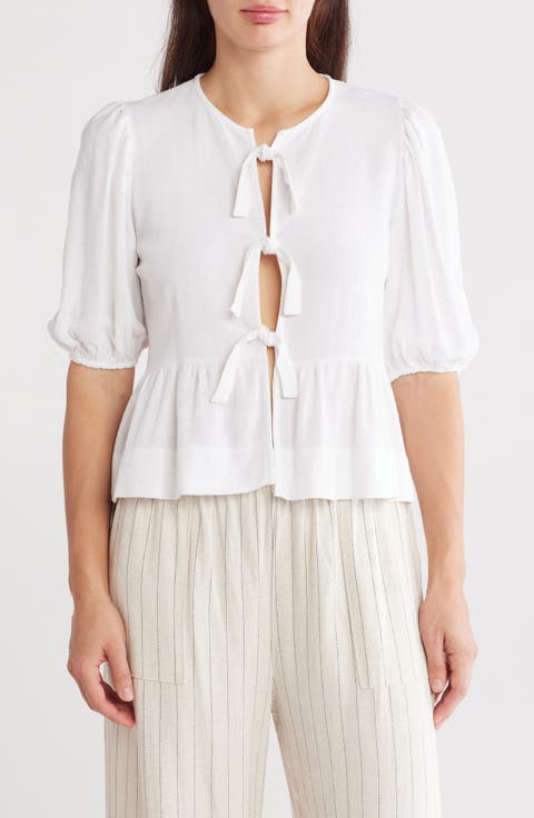 Tie Front Peplum Top