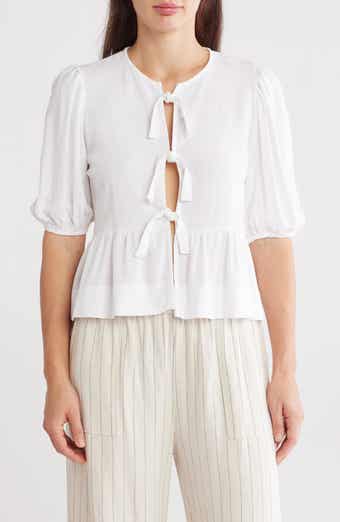 Renee C Tie Front Peplum Top